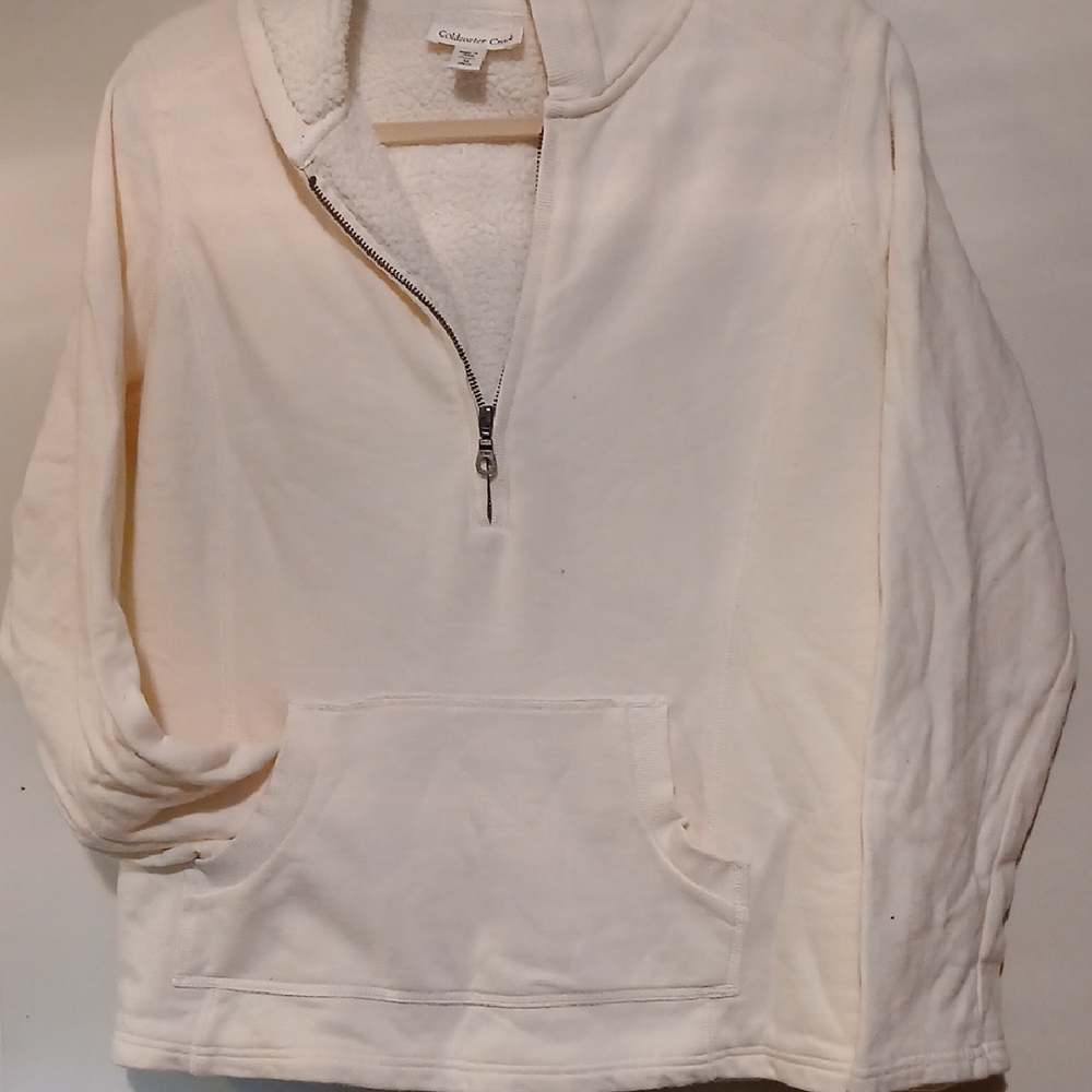 Coldwater Creek Women's Cream Zip-Up Sweat-shirt Hoodie